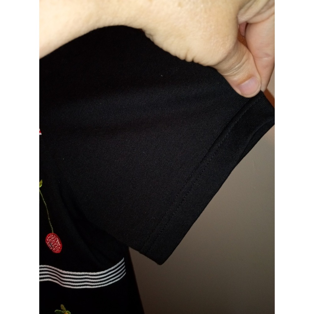 Onque Casuals Picnic Theme Embroidered Button Front shirt black Medium - Picture 7 of 10